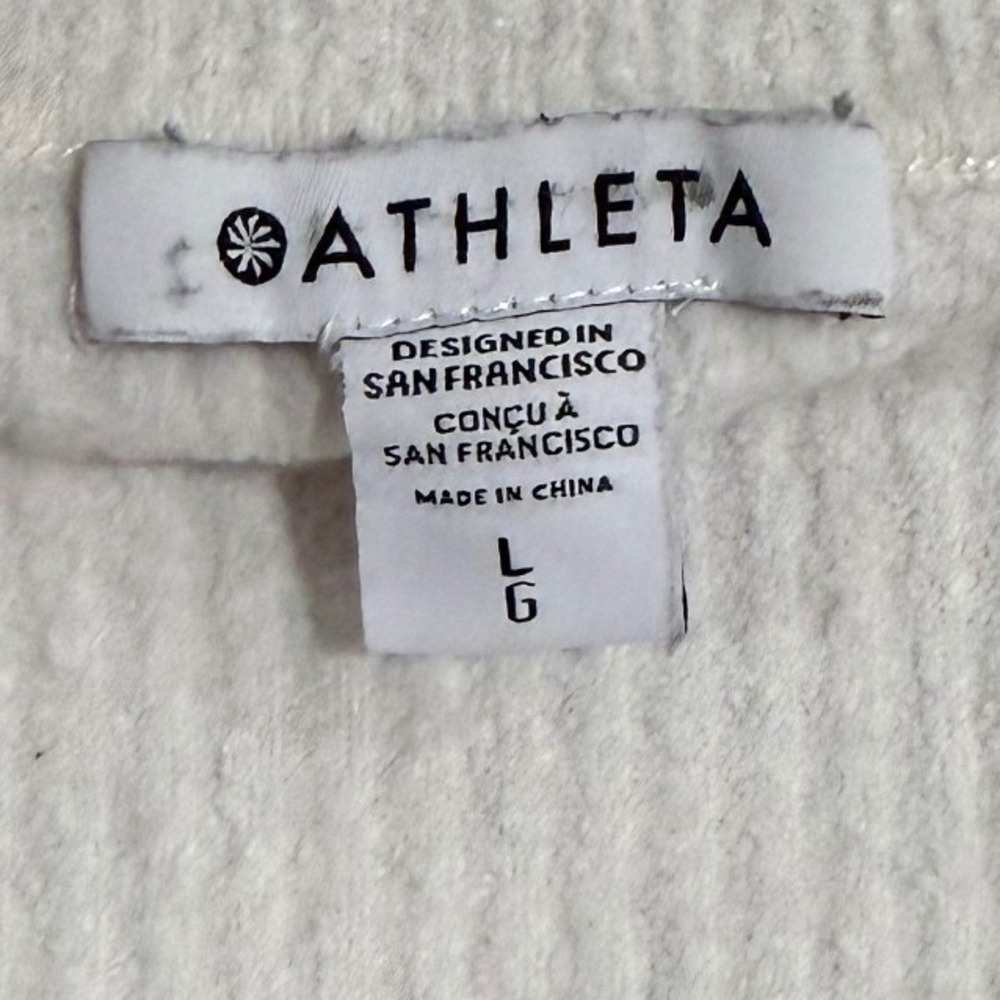 Athleta Felicity Cozy V-Neck Sweater Magnolia White Ribbed Cashmere Blend Large - Picture 6 of 9